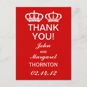 Red Royal Couple Thank You Postcard