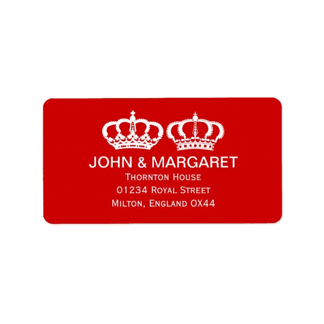 Red Royal Couple Wedding Label (Front)