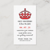 Red Royal Crown, Get Excited and Save the Date