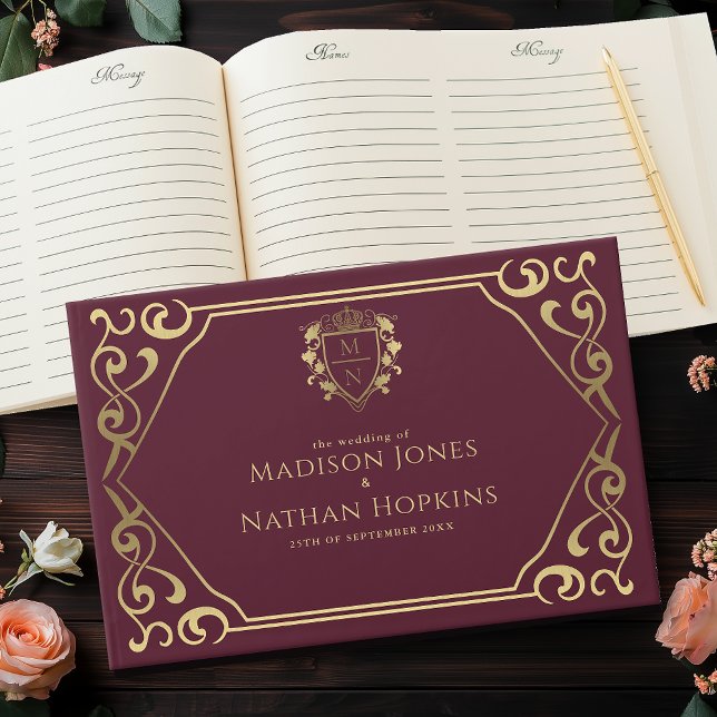 Red Royal Fantasy Monogram Wedding  Guest Book (Creator Uploaded)