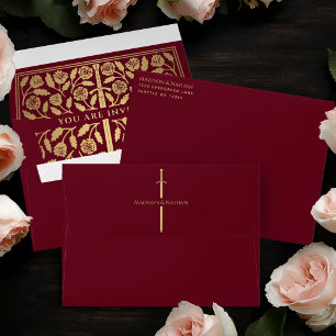 Red Royal Mediaeval Gold Sword Wedding Envelope