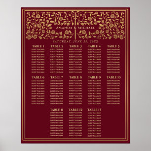 Red Royal Mediaeval Sword Wedding Seating Chart