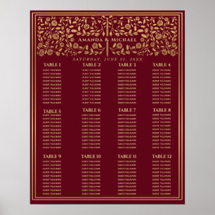 Red Royal Mediaeval Sword Wedding Seating Chart