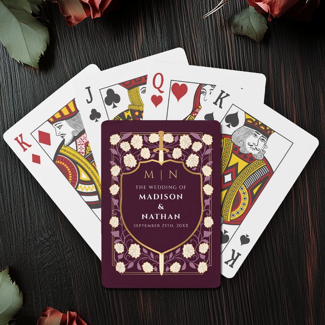 Red Royal Sword Shield Wedding Favour Playing Cards (Creator Uploaded)