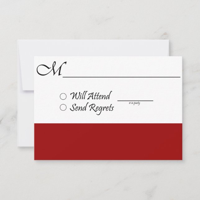 Red RSVP Card for Wedding or Graduation (Front)