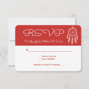 Red RSVP Native American Dream Catcher Wedding Card