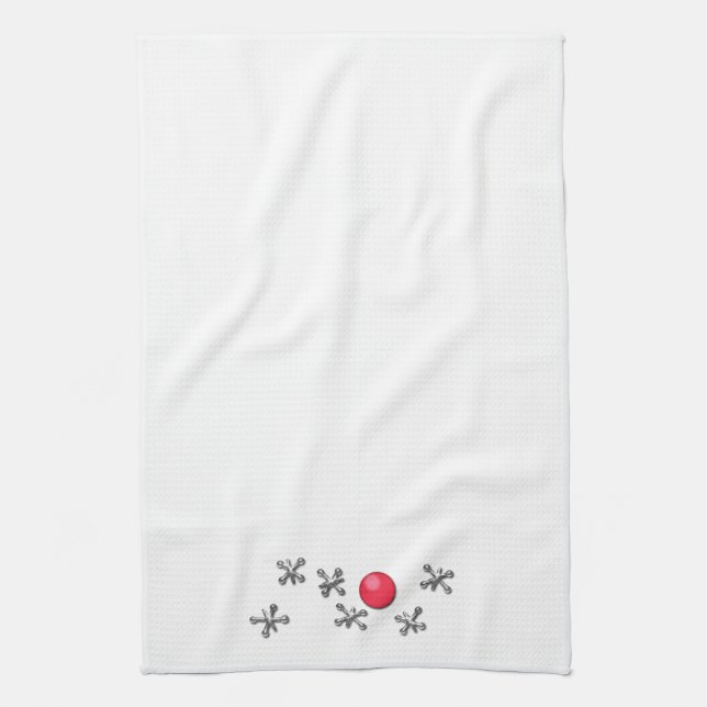 Red Rubber Ball and Jacks Tea Towel (Vertical)