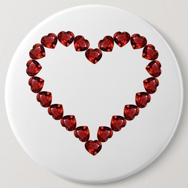 Red Ruby Gemstone Heart 6 Cm Round Badge (Front)
