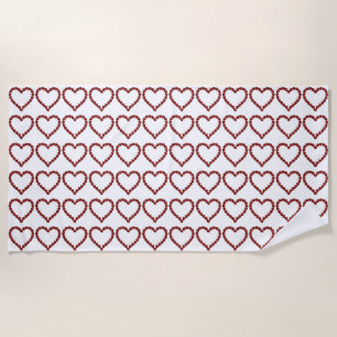 Red Ruby Gemstone Heart Beach Towel