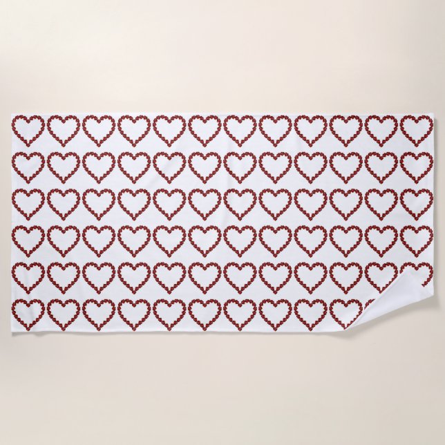 Red Ruby Gemstone Heart Beach Towel (Front)