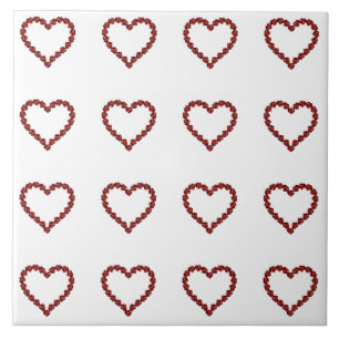 Red Ruby Gemstone Heart Ceramic Tile