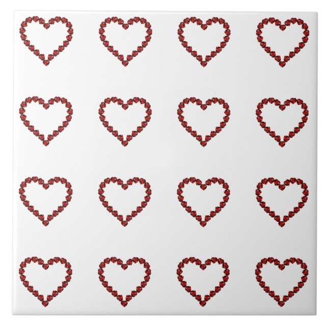 Red Ruby Gemstone Heart Ceramic Tile (Front)