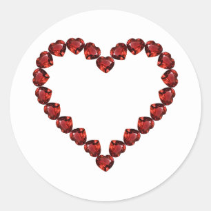 Red Ruby Gemstone Heart Classic Round Sticker