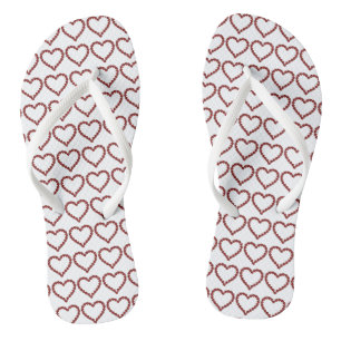 Red Ruby Gemstone Heart Flip Flops