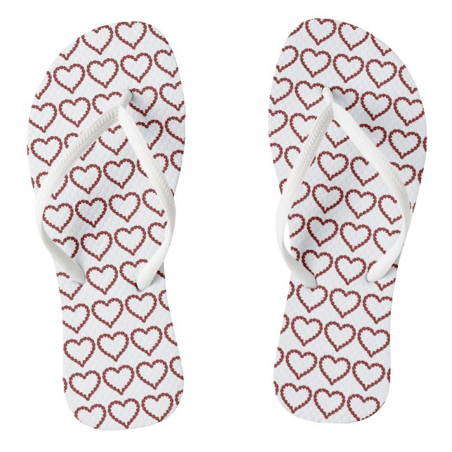 Red Ruby Gemstone Heart Flip Flops (Footbed)