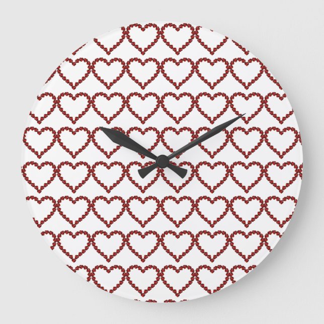 Red Ruby Gemstone Heart Large Clock (Front)