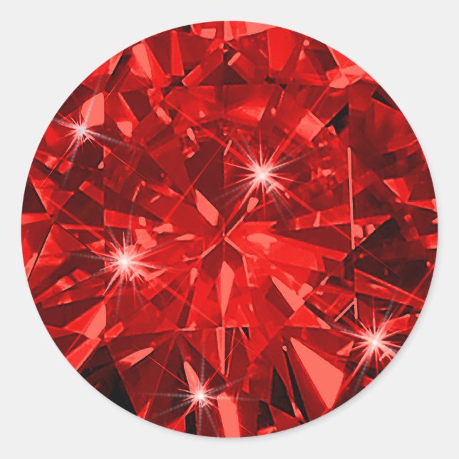 Red Ruby Gemstone Invitation Envelope Gift Wrap Classic Round Sticker (Front)