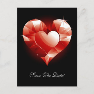Red Ruby Heart Announcement Postcard