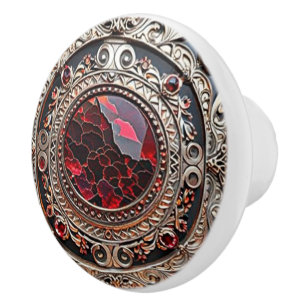 Red Ruby Metal Art Ceramic Knob