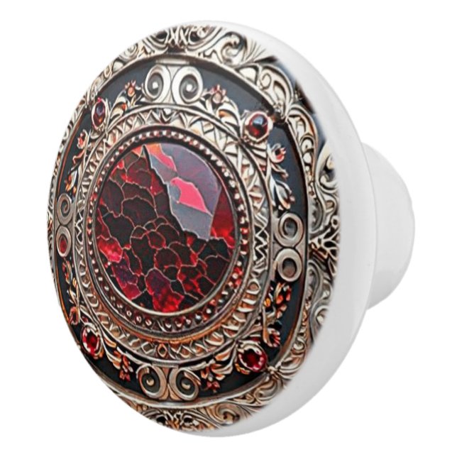Red Ruby Metal Art Ceramic Knob (Right)