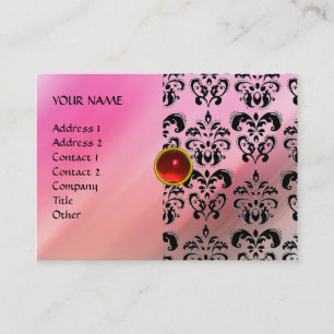 RED RUBY MON  ,PINK DAMASK SILK, violet fuchsia Business Card