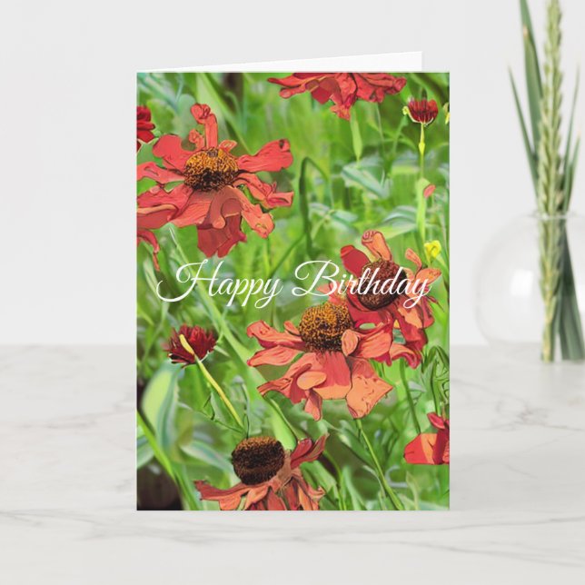 RED RUDBECKIA FLOWERS CARD (Front)