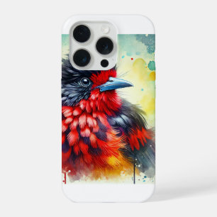 Red ruffed fruitcrow 070824AREF134 - Watercolor iPhone 15 Pro Case