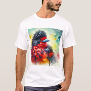 Red ruffed fruitcrow 070824AREF134 - Watercolor T-Shirt