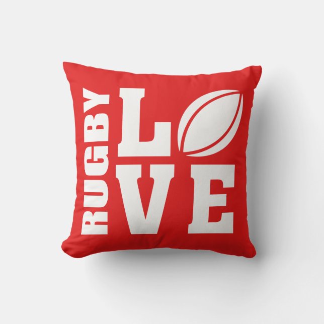 Red Rugby Love Cushion (Front)