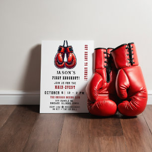 Red Rumble First Knockout Boxing Birthday Invitation