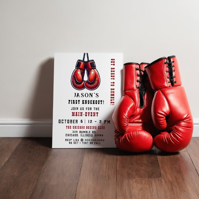 Red Rumble First Knockout Boxing Birthday Invitation (Red Rumble First Knockout Boxing Birthday Invitation)