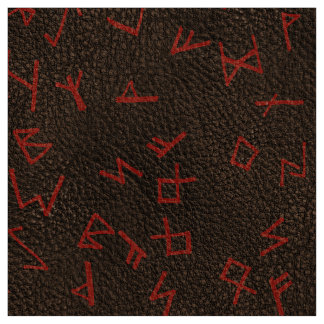 Red Runic Letters on dark (simulated) Leather Fabric