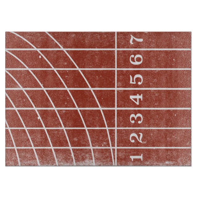 Red Running Track Distressed Style Cutting Board (Front)