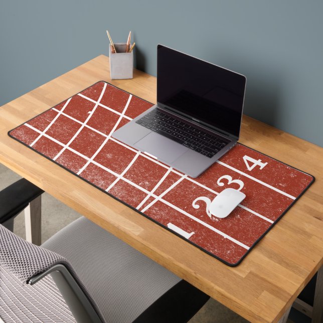 Red Running Track Distressed Style Desk Mat (Office 2)