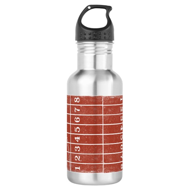 Red Running Track Distressed Style Water Bottle (Front)