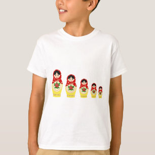 Red russian matryoshka nesting dolls kids T-Shirt