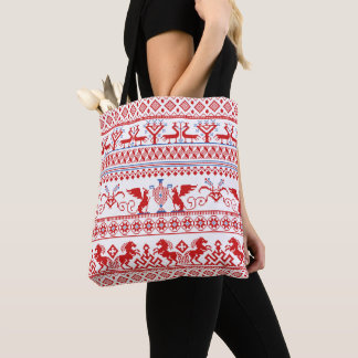 Red russian traditional ornament Tote Bag