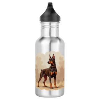 Red Rust Brown Doberman Pinscher Dog 532 Ml Water Bottle