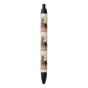 Red Rust Brown Doberman Pinscher Dog Black Ink Pen