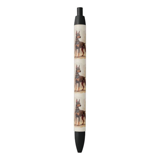 Red Rust Brown Doberman Pinscher Dog Black Ink Pen (Front Vertical)