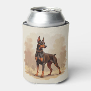 Red Rust Brown Doberman Pinscher Dog Can Cooler