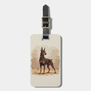 Red Rust Brown Doberman Pinscher Dog Luggage Tag