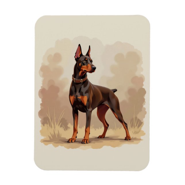 Red Rust Brown Doberman Pinscher Dog Magnet (Vertical)