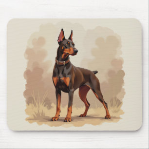 Red Rust Brown Doberman Pinscher Dog Mouse Pad