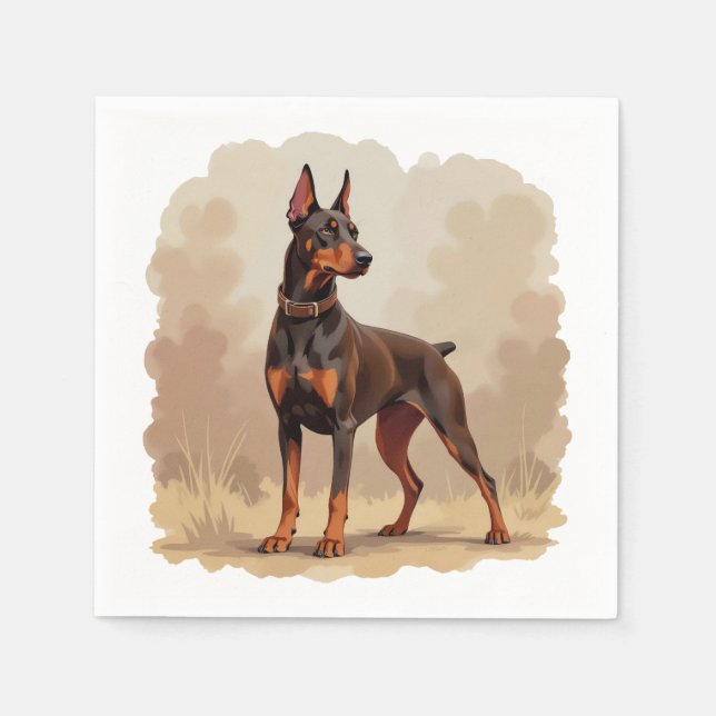 Red Rust Brown Doberman Pinscher Dog Napkin (Front)