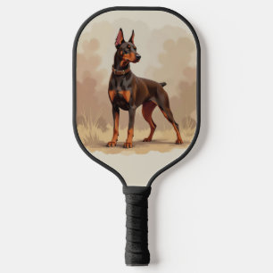Red Rust Brown Doberman Pinscher Dog Pickleball Paddle