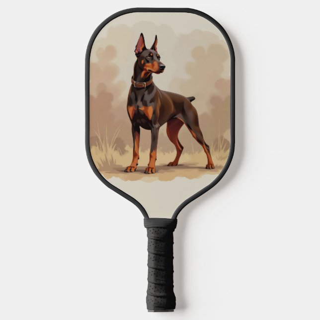 Red Rust Brown Doberman Pinscher Dog Pickleball Paddle (Front)