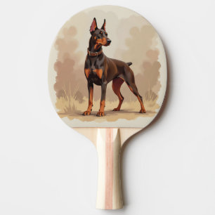 Red Rust Brown Doberman Pinscher Dog Ping Pong Paddle