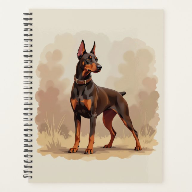 Red Rust Brown Doberman Pinscher Dog Planner (Front)