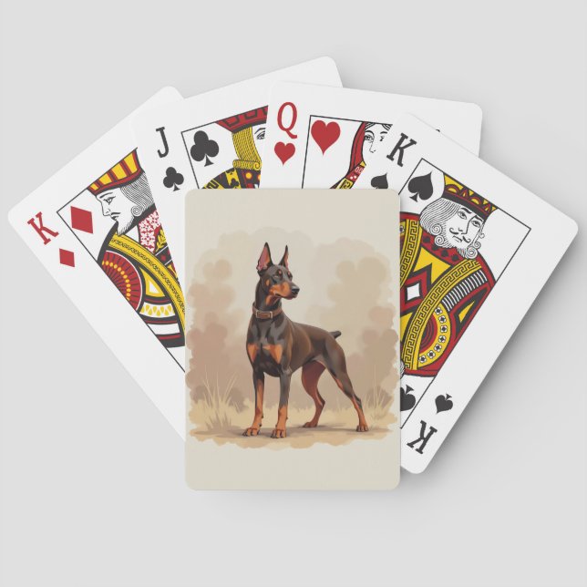 Red Rust Brown Doberman Pinscher Dog Playing Cards (Back)